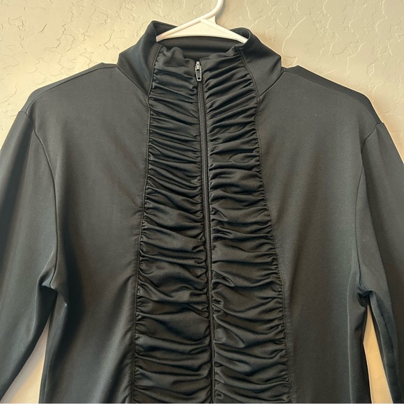 ⭐️Frederick’s of Hollywood black ruched full zip jacket size large - Picture 2 of 12